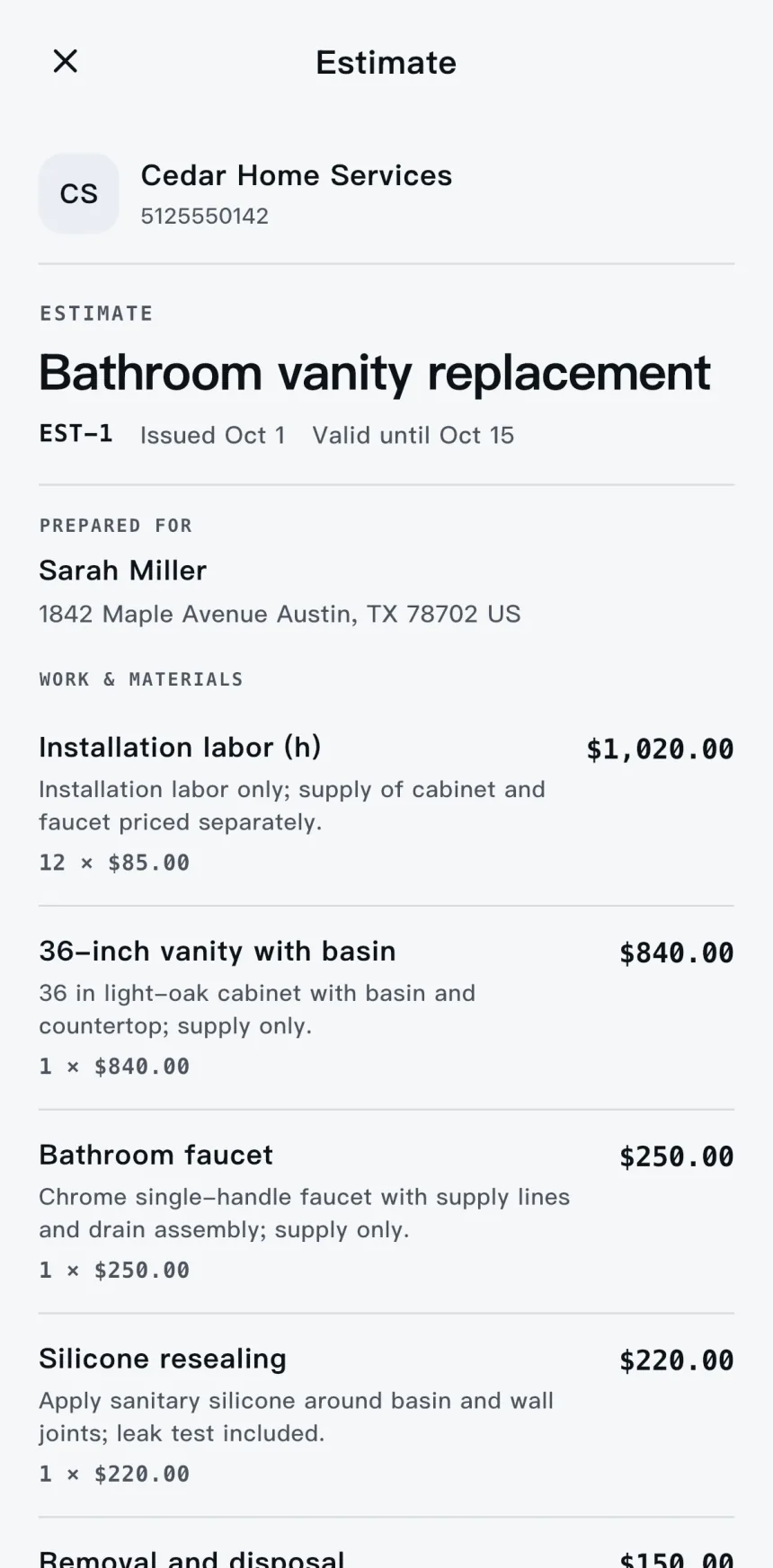 Scope — Create professional estimates in minutes.