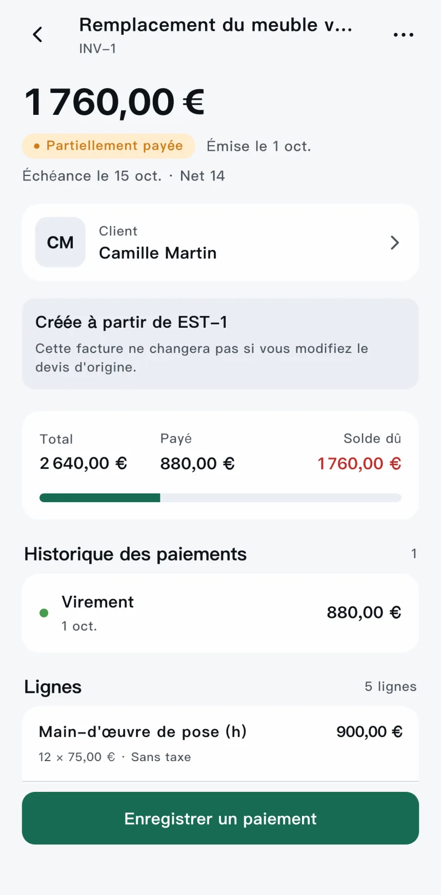 Scope — Facturez dès la fin des travaux.