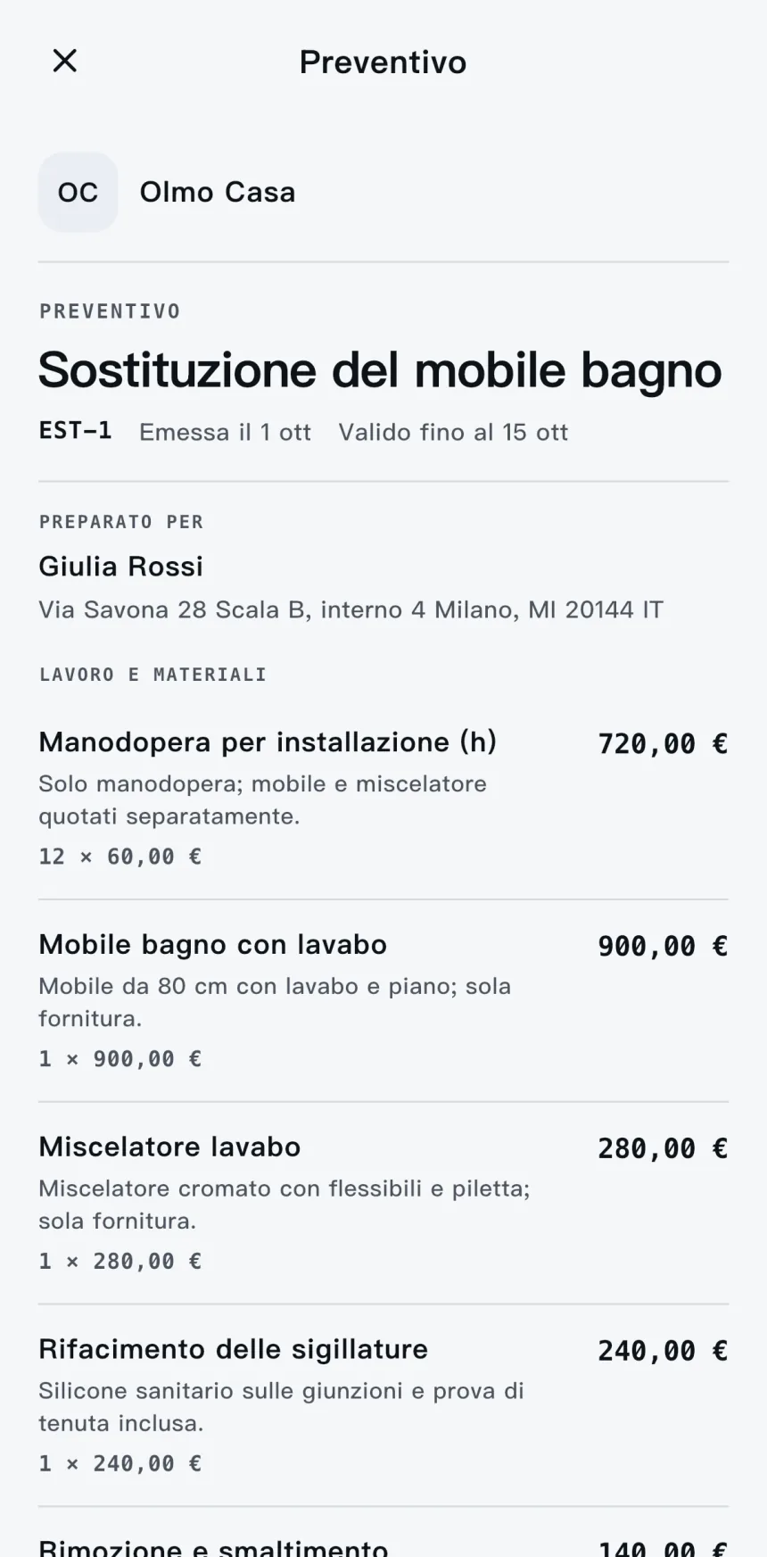 Scope — Preventivi professionali in pochi minuti.