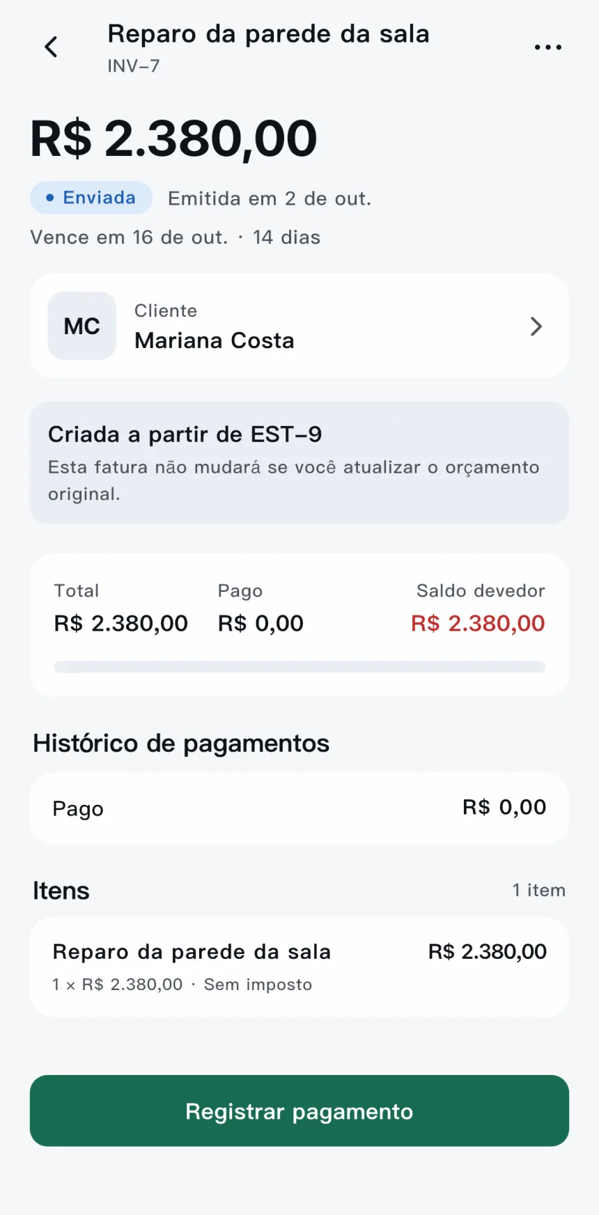 App Scope — fatura enviada com saldo devedor
