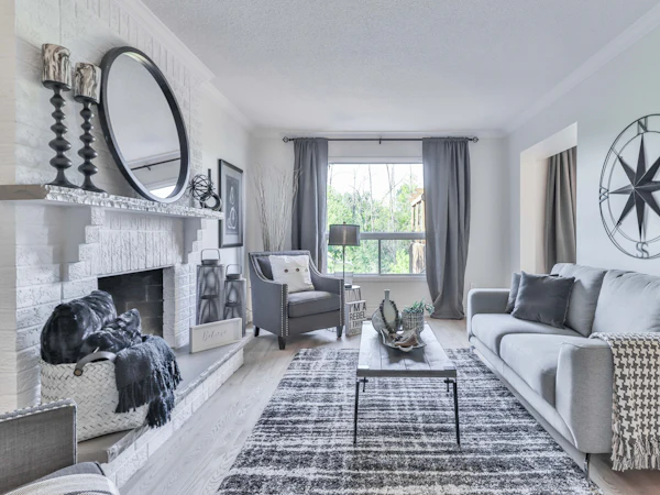 Living room after painting in Repose Gray
